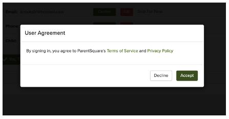 User agreement screenshot