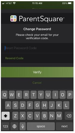 ParentSquare app change password